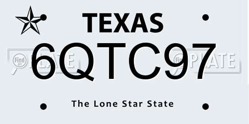 6QTC97 Texas License Plate