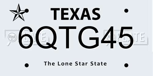 6QTG45 Texas License Plate