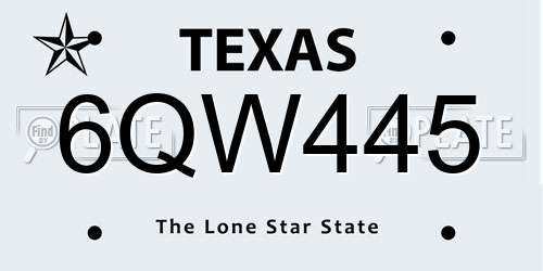 6QW445 Texas License Plate