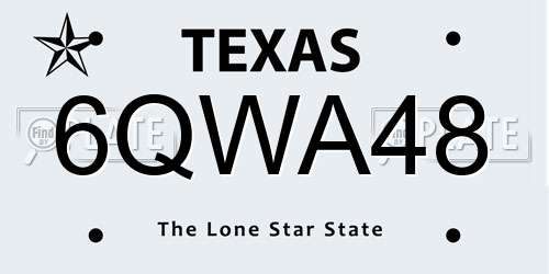 6QWA48 Texas License Plate