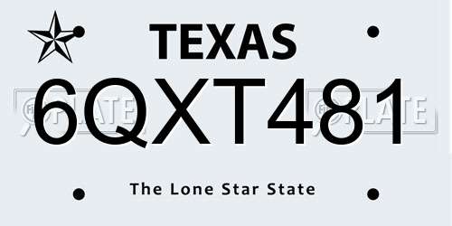 6QXT481 Texas License Plate