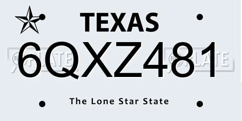 6QXZ481 Texas License Plate