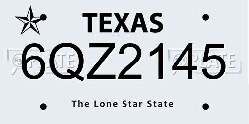 6QZ2145 Texas License Plate