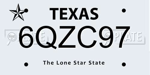 6QZC97 Texas License Plate