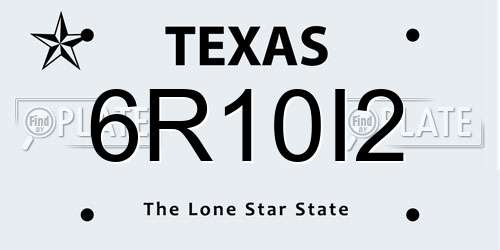 6R10I2 Texas License Plate