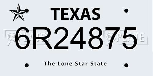 6R24875 Texas License Plate
