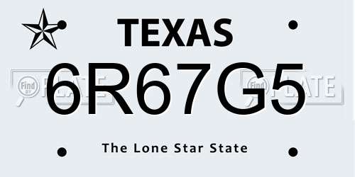 6R67G5 Texas License Plate