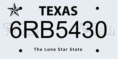 6RB5430 Texas License Plate