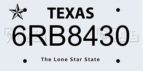6RB8430 Texas License Plate