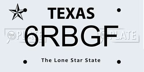 6RBGF Texas License Plate
