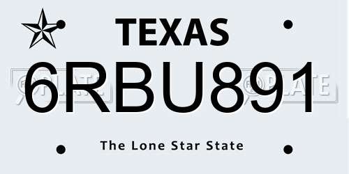6RBU891 Texas License Plate