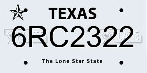 6RC2322 Texas License Plate