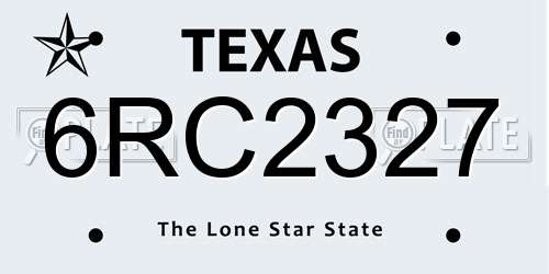 6RC2327 Texas License Plate