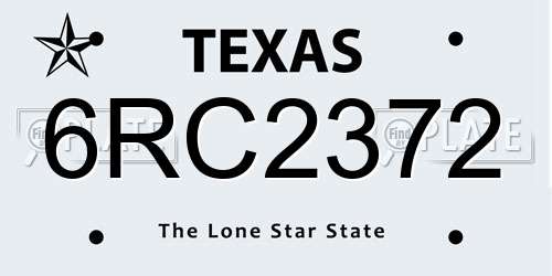 6RC2372 Texas License Plate