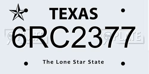 6RC2377 Texas License Plate