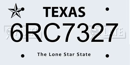 6RC7327 Texas License Plate