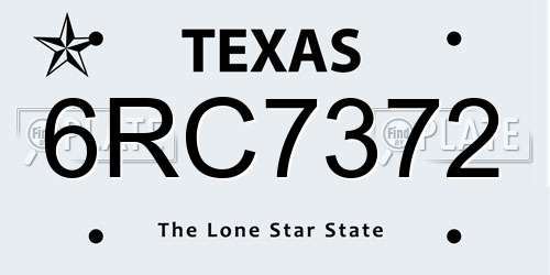 6RC7372 Texas License Plate