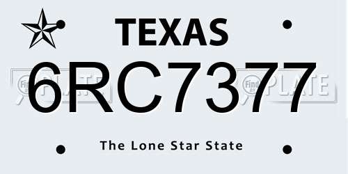 6RC7377 Texas License Plate