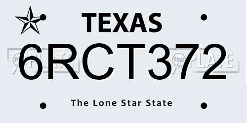 6RCT372 Texas License Plate