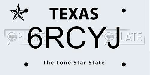 6RCYJ Texas License Plate