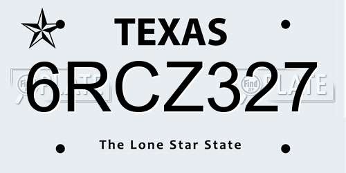 6RCZ327 Texas License Plate