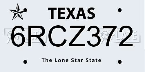 6RCZ372 Texas License Plate