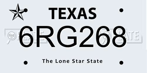 6RG268 Texas License Plate