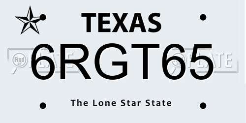 6RGT65 Texas License Plate