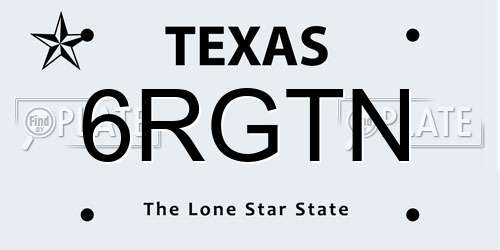 6RGTN Texas License Plate