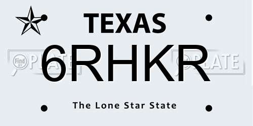 6RHKR Texas License Plate
