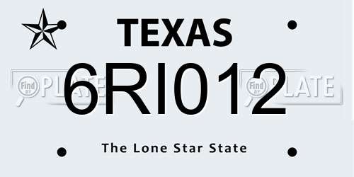 6RI012 Texas License Plate
