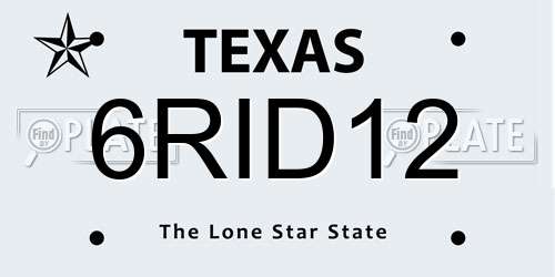 6RID12 Texas License Plate