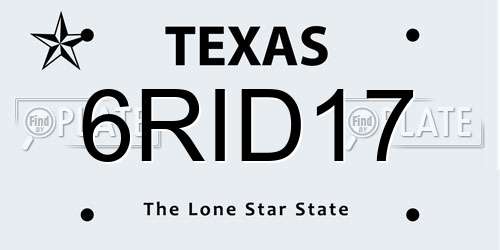 6RID17 Texas License Plate