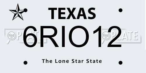 6RIO12 Texas License Plate