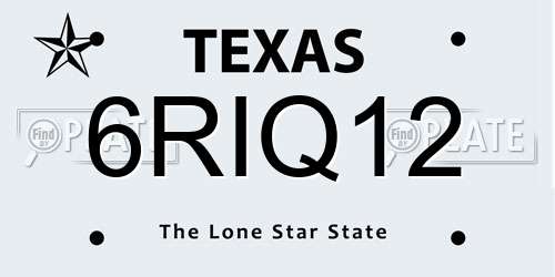 6RIQ12 Texas License Plate