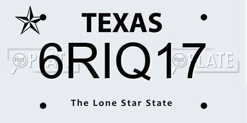 6RIQ17 Texas License Plate