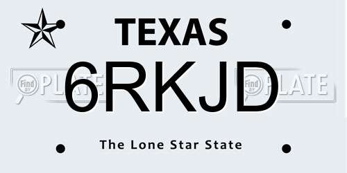 6RKJD Texas License Plate