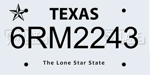 6RM2243 Texas License Plate