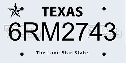 6RM2743 Texas License Plate