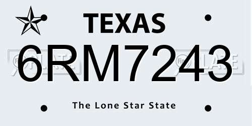 6RM7243 Texas License Plate