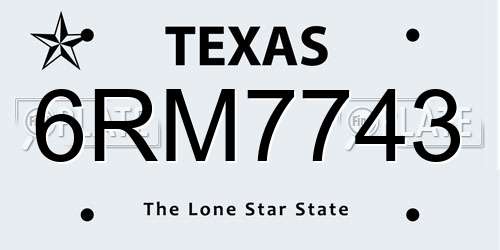 6RM7743 Texas License Plate