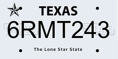6RMT243 Texas License Plate