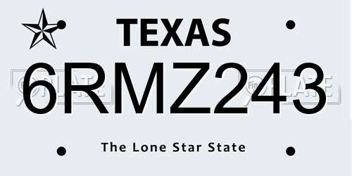 6RMZ243 Texas License Plate