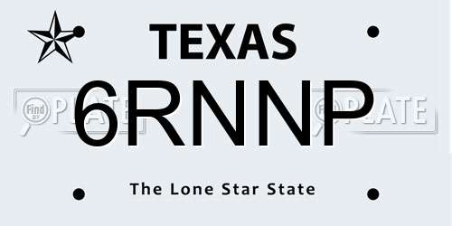6RNNP Texas License Plate