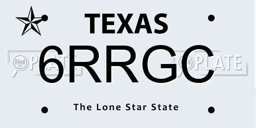 6RRGC Texas License Plate