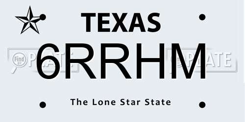 6RRHM Texas License Plate