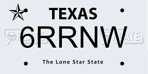 6RRNW Texas License Plate