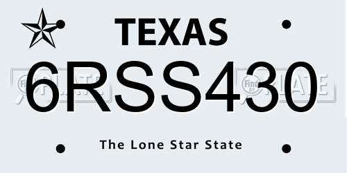 6RSS430 Texas License Plate