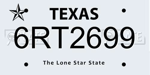 6RT2699 Texas License Plate