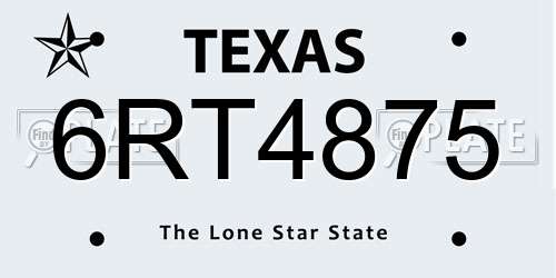 6RT4875 Texas License Plate